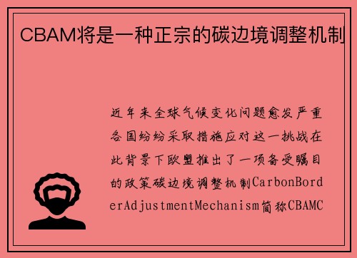 CBAM将是一种正宗的碳边境调整机制